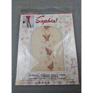 🔥Sophia Elegant Fashion Pantyhose White With Rhinestone Butterfly 90-165 Lb NEW